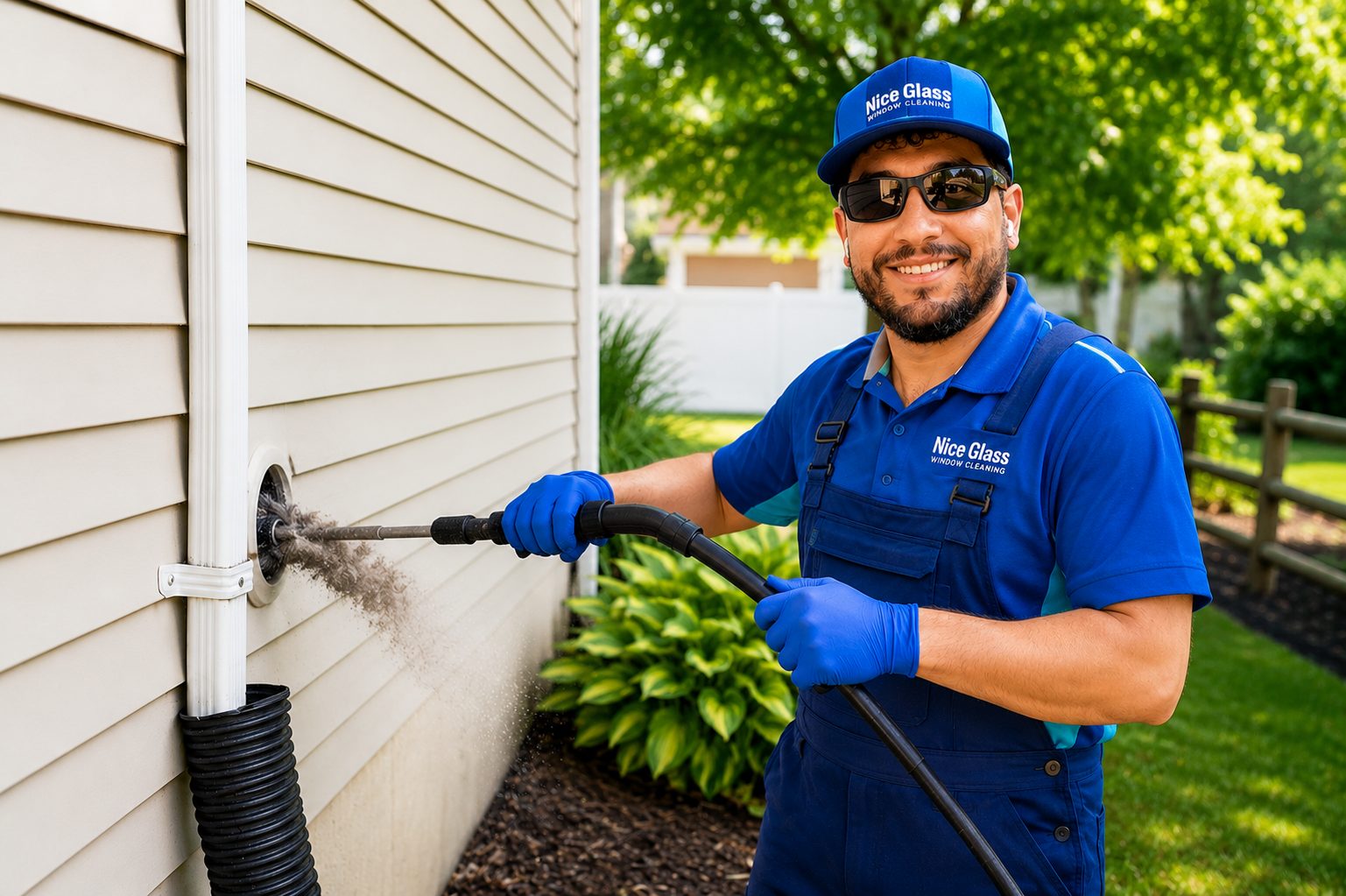 Nice Glass technician performing professional dryer vent cleaning in Salt Lake City with a rotary lint brush