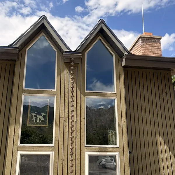 Tall A-frame windows cleaned streak-free