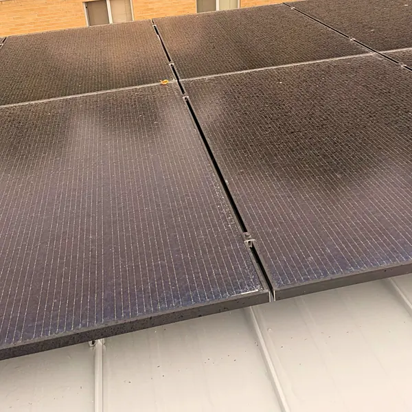 Dusty solar panels before cleaning